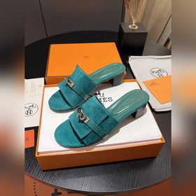 Hermes 2025 новая модель, классические тапочки с застежкой Kelly,