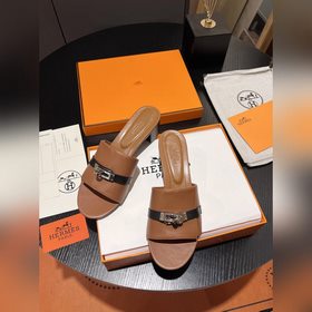 Hermes 2025 новая модель, классические тапочки с застежкой Kelly,