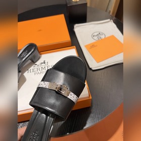 Hermes 2025 новая модель, классические тапочки с застежкой Kelly,