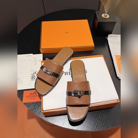 Hermes 2025 новая модель, классические тапочки с застежкой Kelly,