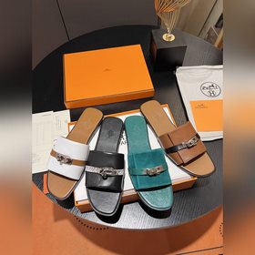 Hermes 2025 новая модель, классические тапочки с застежкой Kelly,