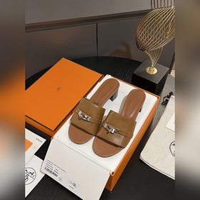 Hermes 2025 новая модель, классические тапочки с застежкой Kelly,