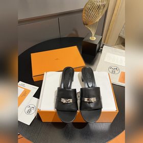 Hermes 2025 новая модель, классические тапочки с застежкой Kelly,