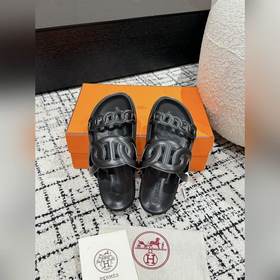Версия высшего качества HERMES 24/ Новые сандалии Pig Nose Санда