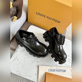 LV Louis Vuitton толстоподые кожаные туфли для пар, модель Mary J