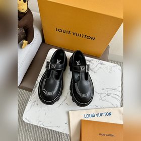 LV Louis Vuitton толстоподые кожаные туфли для пар, модель Mary J