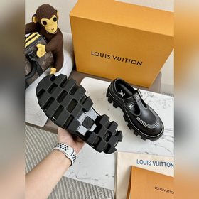 LV Louis Vuitton толстоподые кожаные туфли для пар, модель Mary J