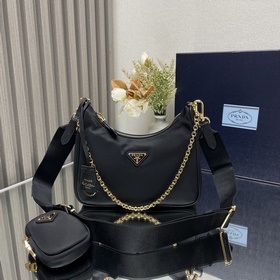 【Высококачественный оригинал】 Новая модель сумки Prada nylon Hobo