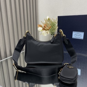 【Высококачественный оригинал】 Новая модель сумки Prada nylon Hobo