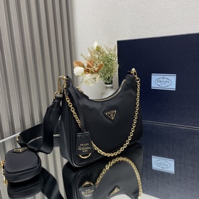 【Высококачественный оригинал】 Новая модель сумки Prada nylon Hobo