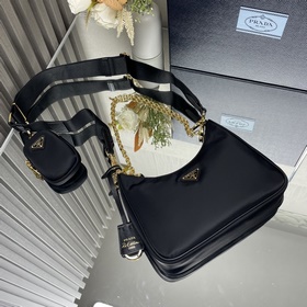 【Высококачественный оригинал】 Новая модель сумки Prada nylon Hobo