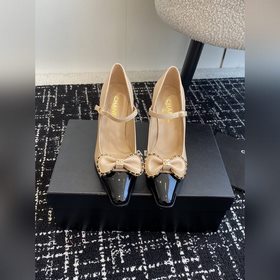 Chanel 24 новые туфли с квадратным носком, тонким каблуком и бант