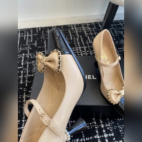 Chanel 24 новые туфли с квадратным носком, тонким каблуком и бант