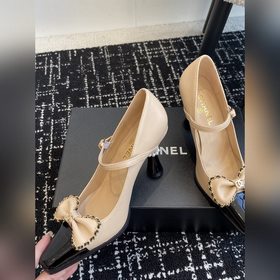 Chanel 24 новые туфли с квадратным носком, тонким каблуком и бант