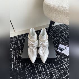 Chanel 24 новые туфли с заостренным носком, толстым каблуком, бан