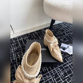 Chanel 24 новые туфли с заостренным носком, толстым каблуком, бан