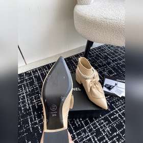 Chanel 24 новые туфли с заостренным носком, толстым каблуком, бан
