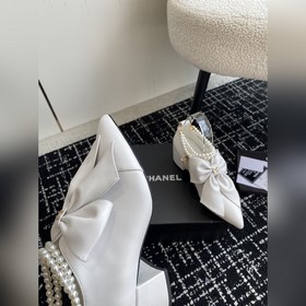 Chanel 24 новые туфли с заостренным носком, толстым каблуком, бан