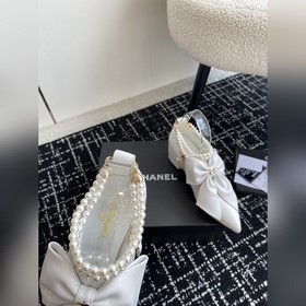 Chanel 24 новые туфли с заостренным носком, толстым каблуком, бан