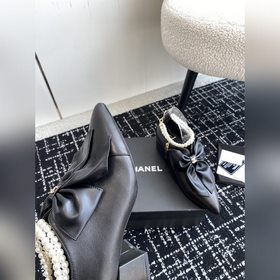 Chanel 24 новые туфли с заостренным носком, толстым каблуком, бан