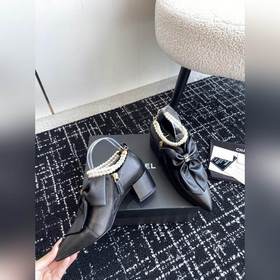 Chanel 24 новые туфли с заостренным носком, толстым каблуком, бан