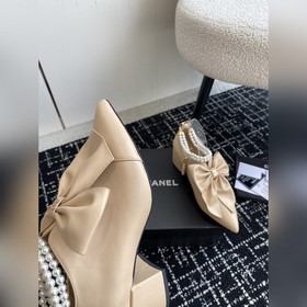 Chanel 24 новые туфли с заостренным носком, толстым каблуком, бан