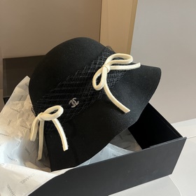 Шерстяная шляпа Chanel, шляпа с бантиком в стиле знаменитостей, 1