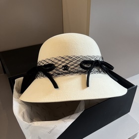Шляпа Chanel из шерсти, шляпа с бантиком в стиле знати, 100% шерс