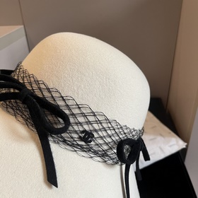 Шляпа Chanel из шерсти, шляпа с бантиком в стиле знати, 100% шерс