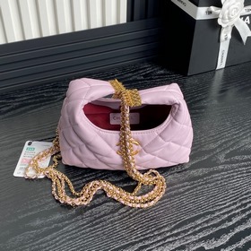 Вечерняя сумка Chanel 24A Hobo с бахромой и цепочкой AS4966. Роск