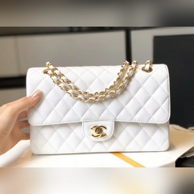 Chane* Classic Fla  Medium Средний CF серия Белый Материал： кож