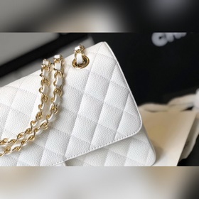 Chane* Classic Fla  Medium Средний CF серия Белый Материал： кож