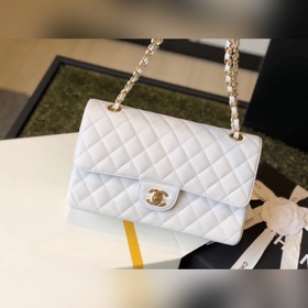 Chane* Classic Fla  Medium Средний CF серия Белый Материал： кож