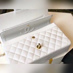 Chane* Classic Fla  Medium Средний CF серия Белый Материал： кож
