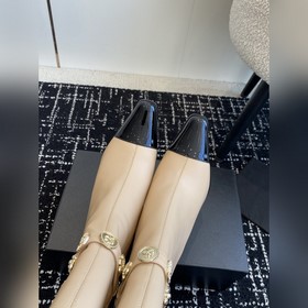 Chanel 24ss Осень-Зима Новые модели Ботинки с квадратным носком и