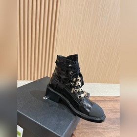 Осенне-зимние мотоциклетные ботинки Chanel с цепочкой Верх из кож