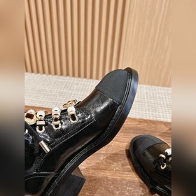 Осенне-зимние мотоциклетные ботинки Chanel с цепочкой Верх из кож