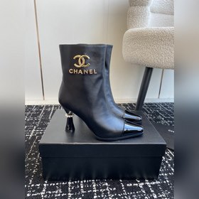 Chanel 24ss Осень-Зима Новые модели Ботильоны с квадратным носком