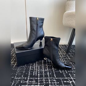 Chanel 24ss Осень-Зима Новые модели Ботильоны с квадратным носком