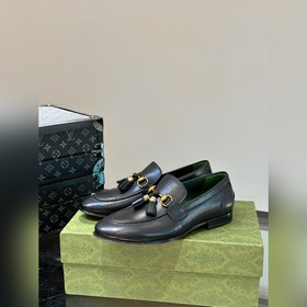 Gucci — высококачественные мужские кожаные туфли на высокой подош