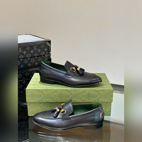 Gucci — высококачественные мужские кожаные туфли на высокой подош