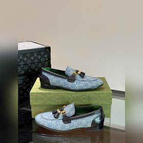Gucci — высококачественные мужские кожаные туфли на высокой подош