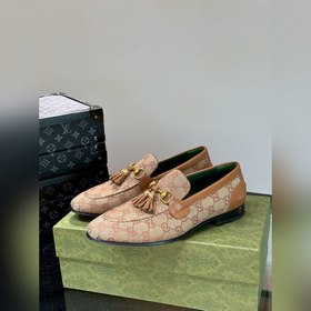 Gucci — высококачественные мужские кожаные туфли на высокой подош