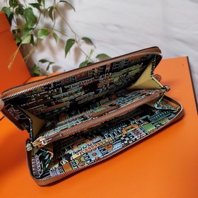Hermes кошелек на молнии, внешняя часть из кожи Epsom, внутренняя