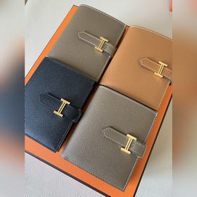 Короткий кошелек Bearn 12 см, импортная кожа Epsom [золотисто-кор