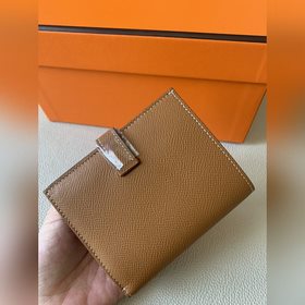 Короткий кошелек Bearn 12 см, импортная кожа Epsom [золотисто-кор