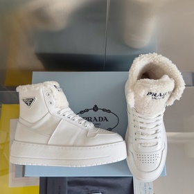 Версия высшего качества： высокие кроссовки Prada Толстая подошва
