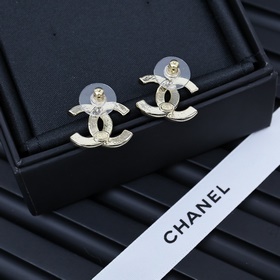 Chanel популярные ретро-серьги с двойным логотипом C из черного и