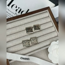 Chanel квадратные серьги с гладкой поверхностью, черные/белые кап
