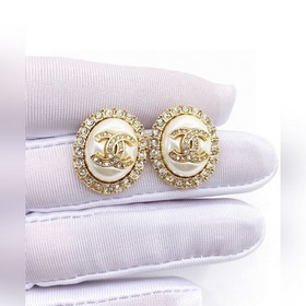 Chanel круглые серьги-гвоздики с жемчужинами, серебро 925 пробы, 